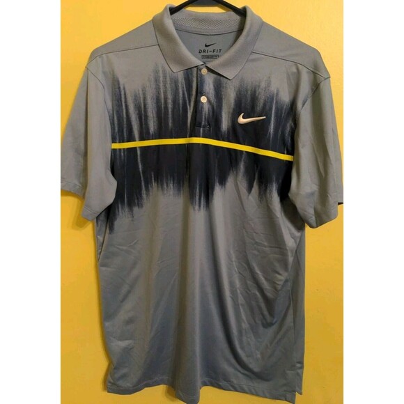 Nike Dri Fit Blue Yellow Vapor Fog Polo Performance Golf Shirt S/S Men's Sz. S - Picture 2 of 8